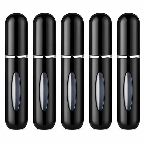 5 Pack Refillable Mini Perfume Atomizer Set, Portable Travel Perfume Spray Bottles, Leakproof Pocket Size Fragrance Dispenser, Easy Refill for Purse, Travel & Daily Use