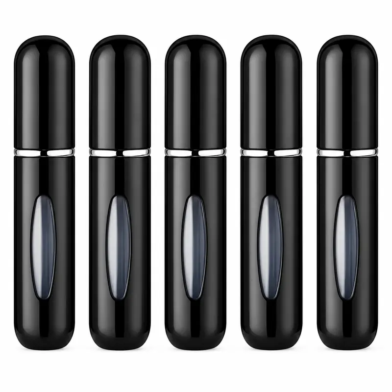5 Pack Refillable Mini Perfume Atomizer Set, Portable Travel Perfume Spray Bottles, Leakproof Pocket Size Fragrance Dispenser, Easy Refill for Purse, Travel & Daily Use