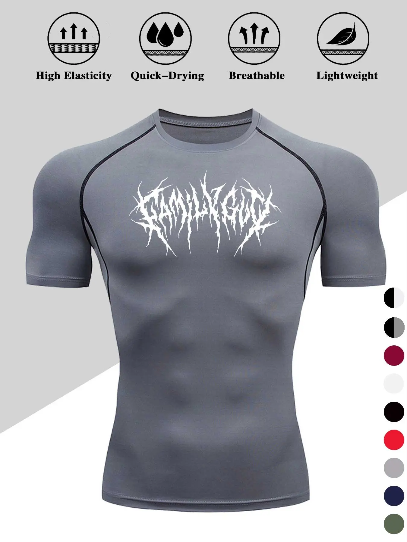 Men's Dragon Print Compression T-Shirt, Lightweight Workout Rash Guards, Quick-Dry Breathable Stretch Fabric, Tight-Fitting Short Sleeve Top Activewear for Fitness and Outdoor Activities Clothing