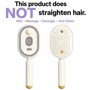 [Not straightened] Electric Spray Air Cushion Massage Comb, Self-Cleaning Anti-Tangle Hair Brush, Anti-Static Volumizing Scalp MassageBrush for Dry Frizzy Hair Care, No Essential Oil Included