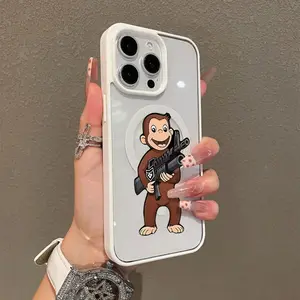 Machine Gun Monkey Pattern Premium Magnetic Phone Cases for iPhone 17 Air 16 15 14 11 Pro Max 13 12  Plus Smartphone Shockproof Protection Cover For Cellphone Protective magsafe case Protector Casing