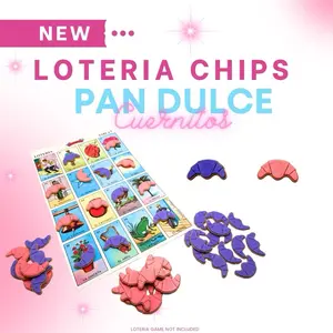 50 Cuernitos Loteria Game Markers Chips Custom Designed Pan Dulce Shaped Chips for Lotería Enthusiasts - Perfect for Family Game Nights & Lotería Parties