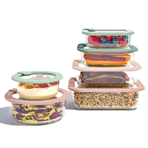 Bentgo Signature Leak-Proof Glass Food Storage - 12-Piece Set, 1-Compartment Meal Prep Plastic-Free Containers, Airtight Glass Lids, BPA-Free, Microwave, Freezer, Oven, Dishwasher Safe