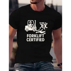 Forklift Certified Design T Shirt with Funny Forklift and People Graphic