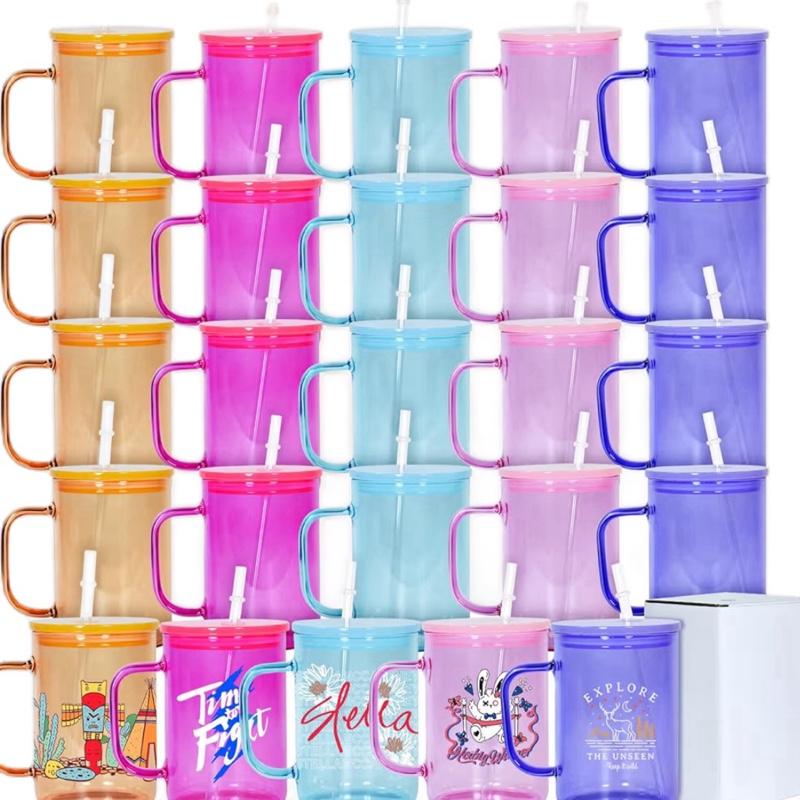 Glass Cup with Handle - Multicolor Options for Easy Grip and Stylish Drinking Experience