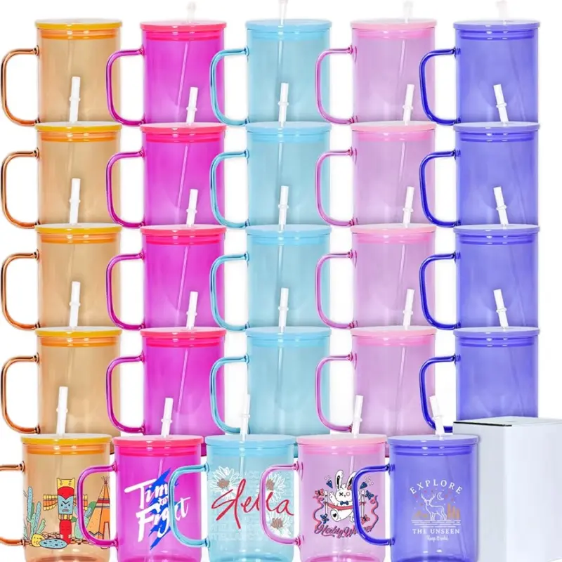 Glass Cup with Handle - Multicolor Options for Easy Grip and Stylish Drinking Experience