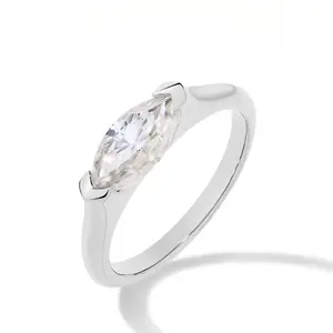 PAVODD S925 Sterling Silver1CT Marquise Shape Synthetic Moissanite Ring  Rings Daily Wear Birthday Present Fine Jewelry