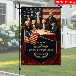 Two-Dimensional, Double-Sided Garden Flag Featuring American Historical Figures And Flag Patterns, Designed in a Classic Patriotic Style, Ideal for Decorating Your Front Door Or Garden for Memorial Day And Independence Day