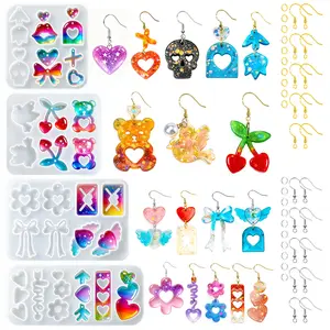 Resin Earring Mold Kit – 18 Molds, 31 Unique Shapes – Silicone Jewelry Molds for Epoxy & UV Resin, DIY Pendant, Earrings, Necklace, Keychain – KHKD Resin