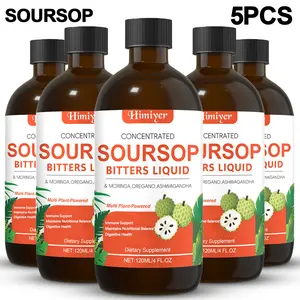 5 PCS SOURSOP BITTERS LIQUID - Gently supports gut balance, plant-based extracts - Sugar-free vegan formula - Rich in Moringa, Oregano, and Ashwagandha - Liquid formula for easy absorption, high in plant energy, suitable for those with sensitive stomachs.
