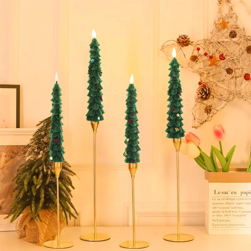 Flameless Taper Candles, 9.8in Pack of 4 Battery-Operated 3D Wick LED Flickering Candles with Remote Timer, Batteries Included for Christmas Aesthetic, Apartment Christmas Decor, Anniversary, Birthday Home Decor
