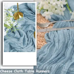 1Pack Dusty Blue Cheesecloth Table Runner 4 Sizes  Boho Gauze Cheese Cloth Table Runners for Wedding Party Baby Shower Birthday Home Decor