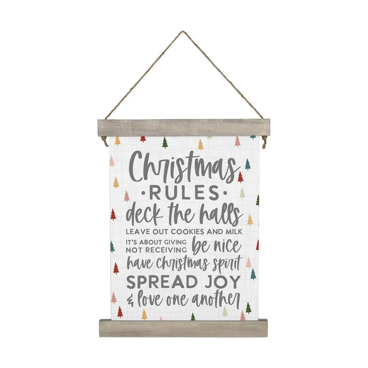 Sincere Surroundings 27.5" Christmas Rules Hang ing Canvas