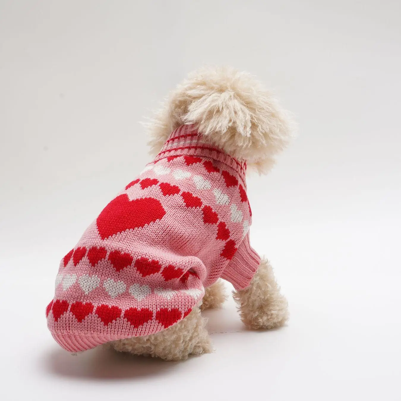 Heart Pattern Pet Sweater, Cute Pet Knitwear, Pet Clothes for Small Medium Large Dogs & Cats, Dog Lapel Sweater, Dog & Cat Clothing