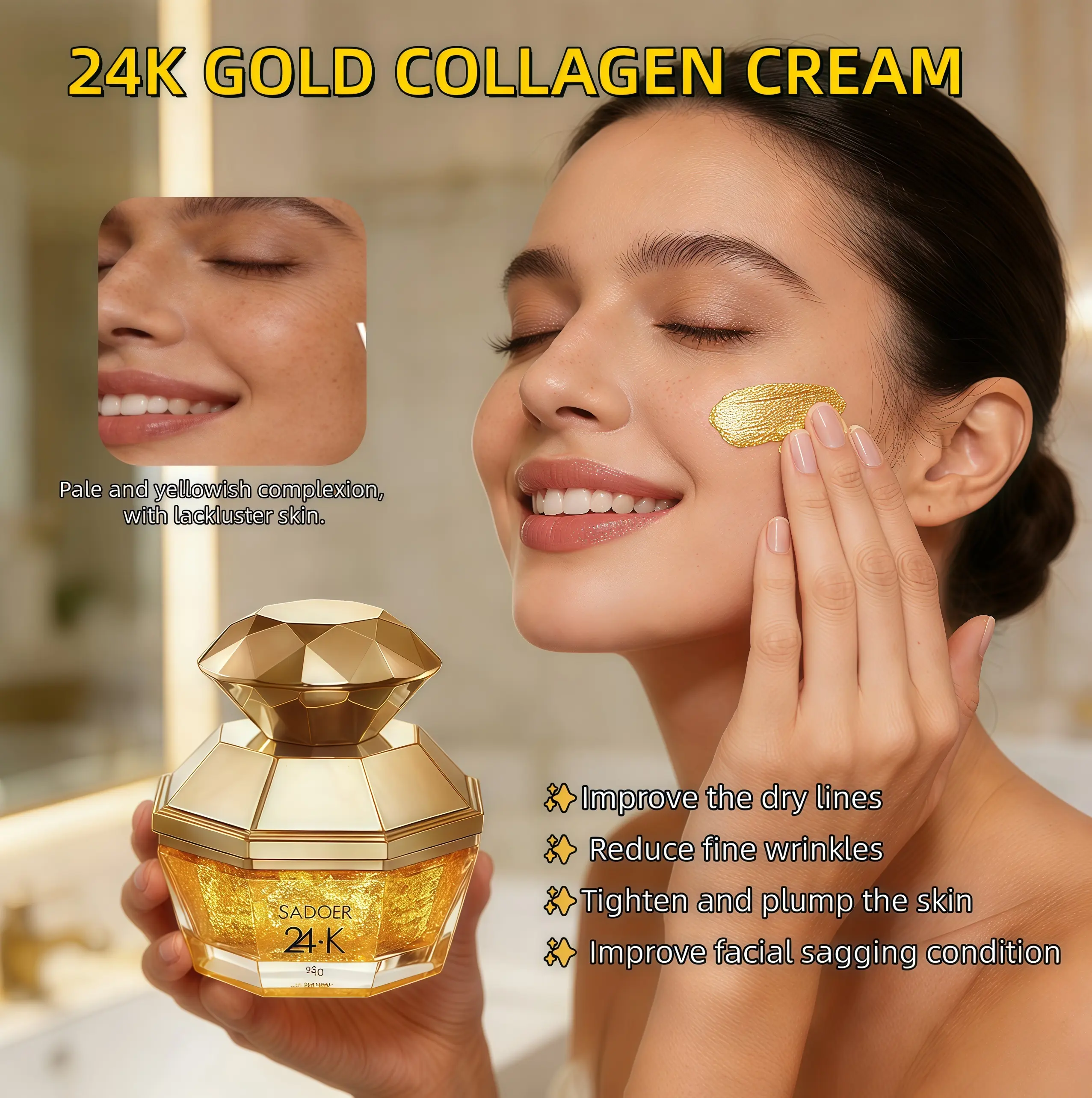 SADOER Golden Collagen Firming Cream - Enriched with collagen