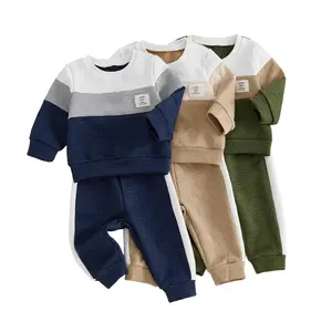 Toddler Baby Little Boy Fall Clothes Set Contrast Color Long Sleeve Sweatshirts and Joggers Pants 2 Piece Outfits 3M-3T