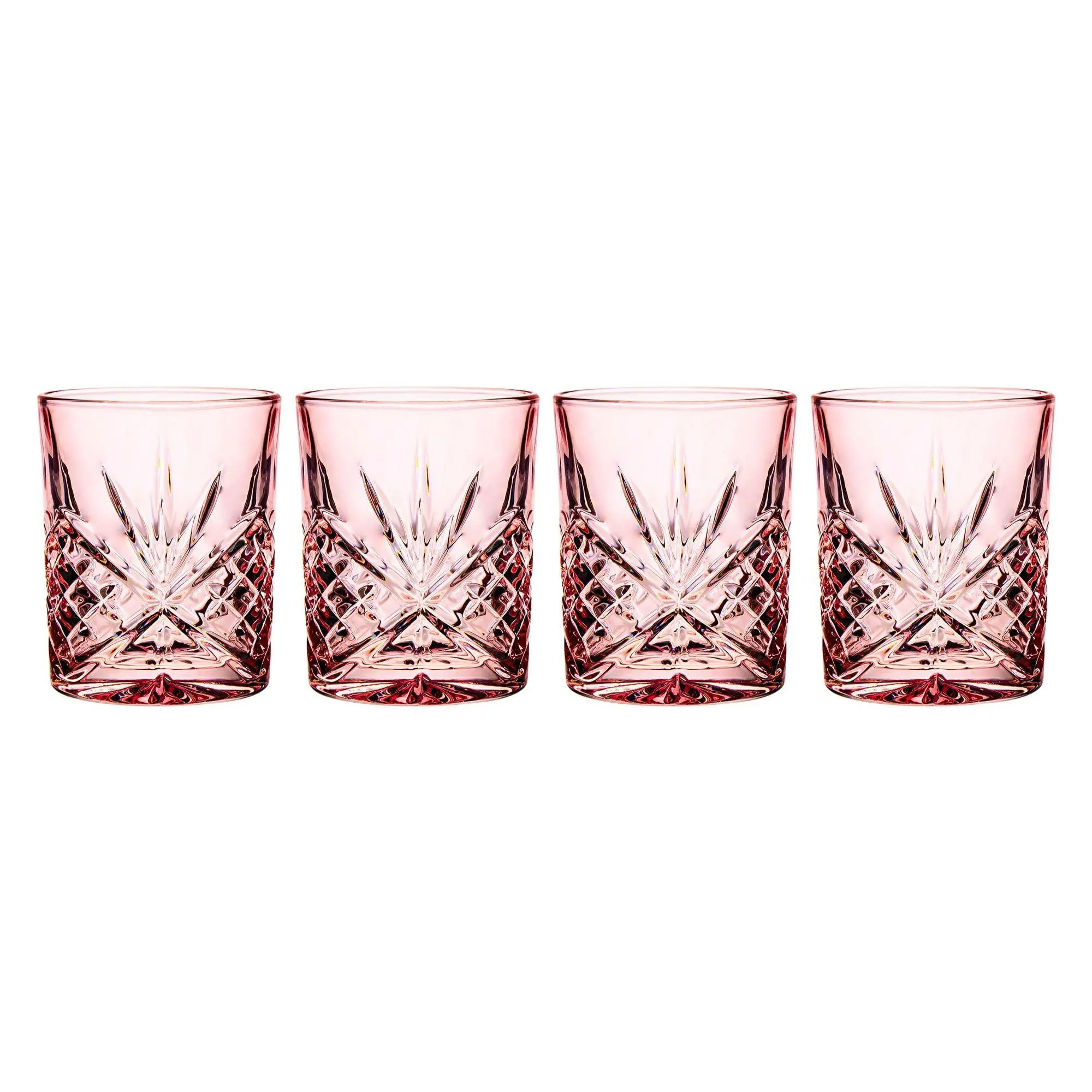 Godinger Dublin Crystal Blush Double Old Fashion Set of 4