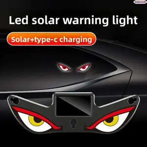 Devil Eye LED Car Sign, Dynamic Solar Powered Rear Window Neon Light for JDM Cars, Cyberpunk Style Warning Display for Night Driving & Car Modification Decor