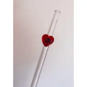 Heart Icon Glass Straw