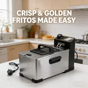 1pc Commercial Home Kitchen Electric Deep Fryer with Viewing Window Timer & Thermostat Control 3.5L Single Basket Small Capacity for Fryer Oil Sticks, French Fries, Churros