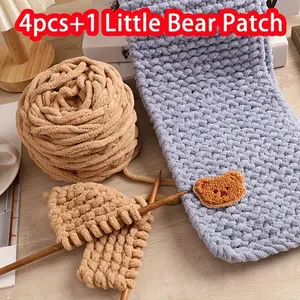 DIY Crochet Kit, Yarn & 1 Count Bear Patch, Crochet Hook, Crochet Starter Kit, DIY Knitting Supplies for Home Decor, Gift for Friends