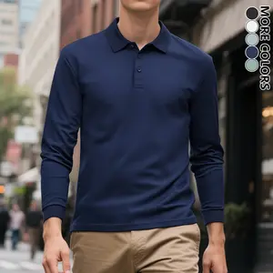 Men's Lightweight Long Sleeve Polo Shirt | Breathable Stretch Fabric, Solid Color Collared Polo for Spring & Fall, Perfect for Golf, Business Casual & Daily Commute