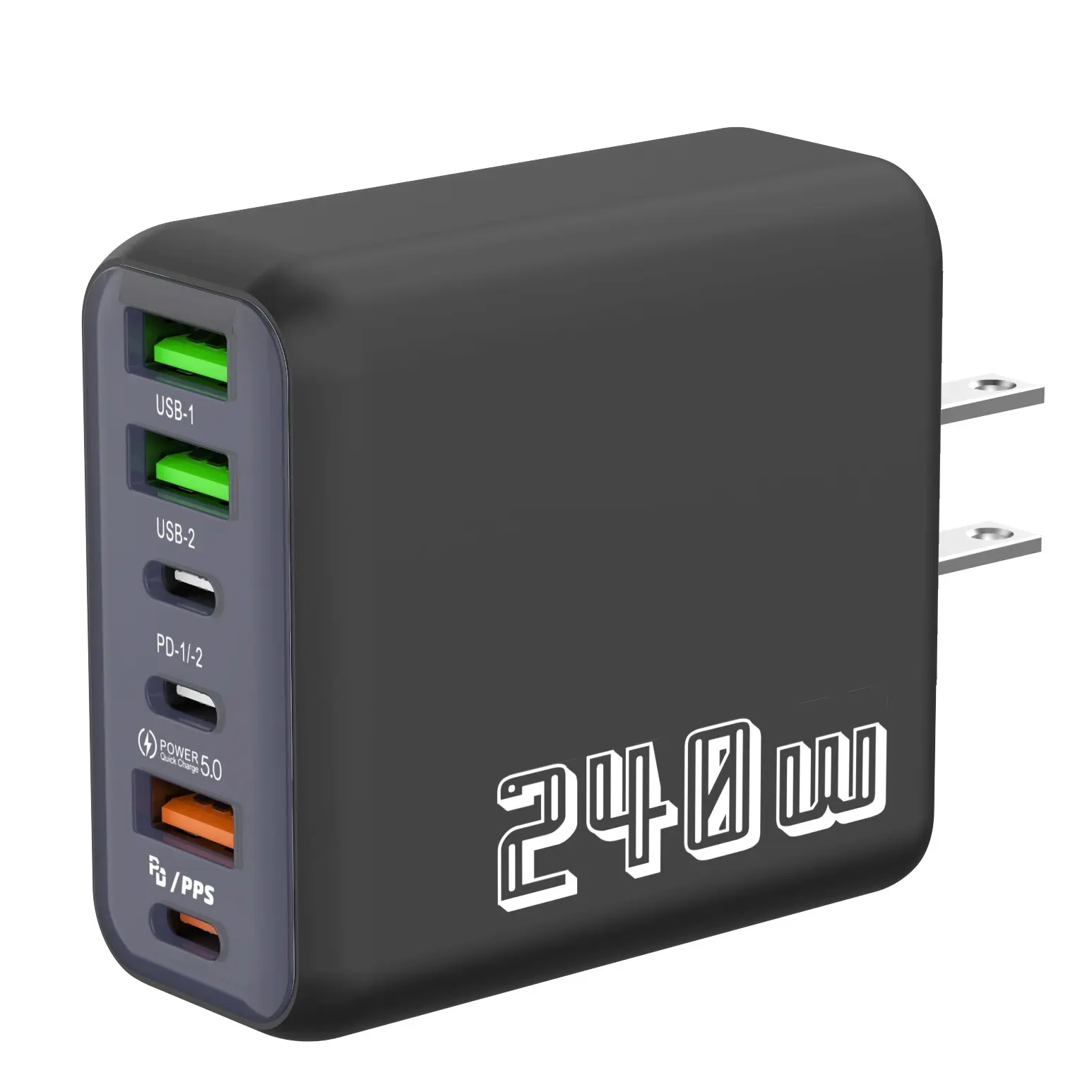 6-Port USB-C PD Charger 240W, Quick Charge 3.0, Type C USB Phone Charger, Super Fast Charging Adapter for iPhone, Samsung & Xiaomi