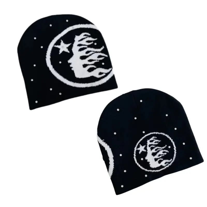 Hell-star Trendy unisex beanie hat with cool graphic design – soft knit, comfy fit, perfect for daily street looks