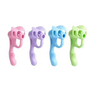 4-Pack Five-Finger Pen Gripper for Kids, Writing Practice Posture Corrector, Toddler Finger Silicone Holder, Portable Pencil Case, Study Tool