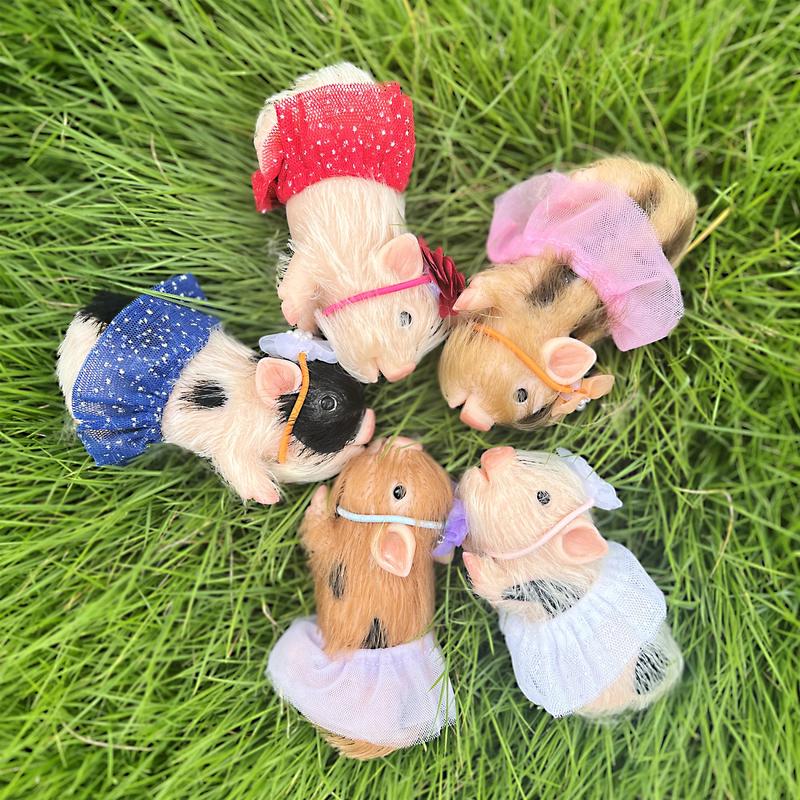 5inch/12cm 5 Styles Cute Mini Piglets Full Body Silicone Dolls with 3 Sets Mini Outfits for Each Lovely Piglet Doll Handmade Painted Newborn Dolls Perfect Gifts For Birthday