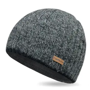 Weathering Wool Blend  Beanie with Fleece-Lined Hem Soft Warm Lightweight Unisex Knit Hat for Men and Women Cozy Cold Weather Outdoor Wear daily outdoor sport