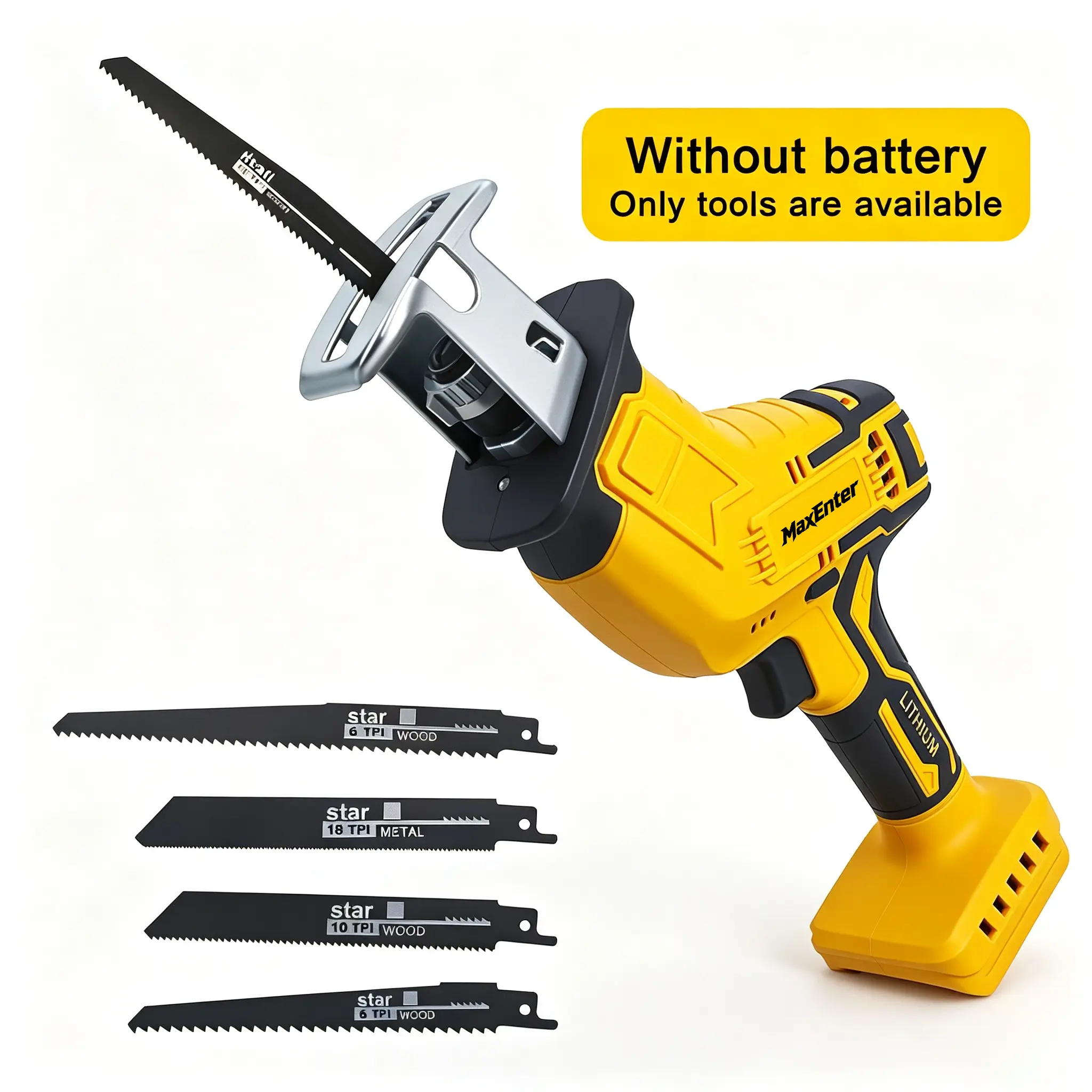 Cordless electric Reciprocating Saw For Dewalt 20V Battery, 150W Power Brush Reciprocating Saws, 0-3500 SPM Variable Speed, 4 Saw Blades Kit Cutting Tool For Wood Metal PVC (Battery Not Included)