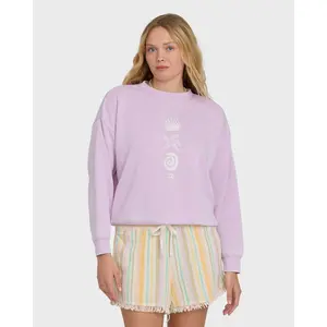 BILLABONG Women's Echo Burnout Crewneck Sweatshirt, Fuzzy Fleece Lived-In Relaxed Fit, Everyday Sunset Coastal Vibe
