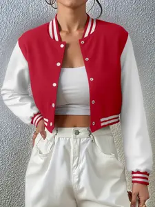 Short Baseball Jacket, Classic Style, Commuter Wear with Pants, Weekend, American Loose Fit, Spring & Fall