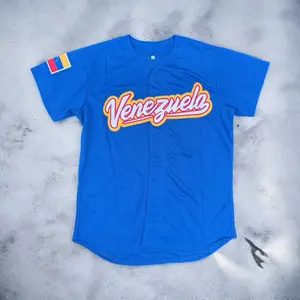 Venezuela Jersey - Unisex Blue Jersey with Yellow and Orange Design, Short Sleeves, Casual Style