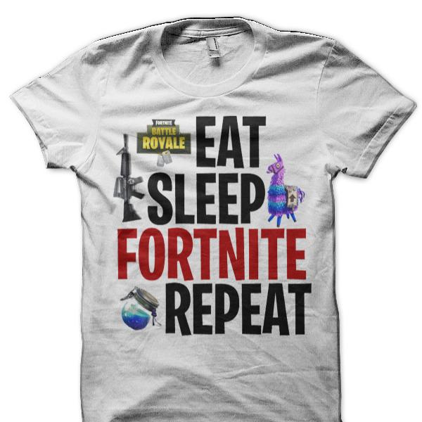 Eat Sleep Fortnite Repeat White T-Shirt, Game Shirt, Streetwear, Vintage T Shirt