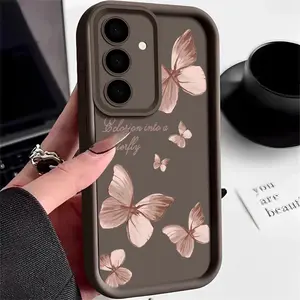 Gold Butterfly Soft TPU Phone Case for Samsung Galaxy A Series A57 A55 A17 A15 A56 A16 A35 A25 5G S26 S25 S24 S23 S22 Ultra S23 FE YISHANGOU