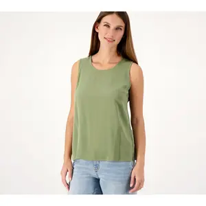 Denim & Co. Beach Woven Scoop Neck Tank Top