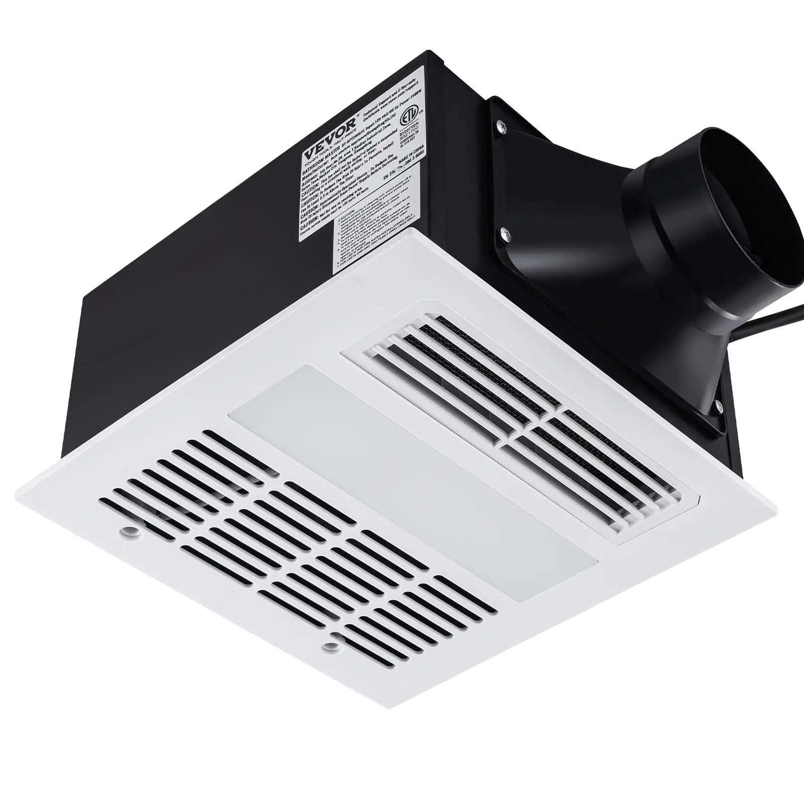 VEVOR Bathroom Exhaust Fan, 1500W Heating, 110 CFM High-Efficiency Ventilation, 1.5sones Low Noise Operation, Energy-Saving Bathroom Ceiling Fan, No N