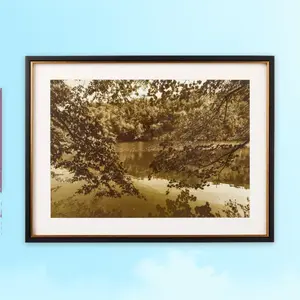 24.75x18.75in Calm Lake Framed Underglass - Studio McGee Design, Threshold Style - for Living Room, Wall Art, Scenic Decor, with Mat