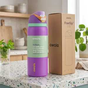New Owala FreeSip 32oz Purple Bottle Straw & Wide Mouth Insulated Stainless