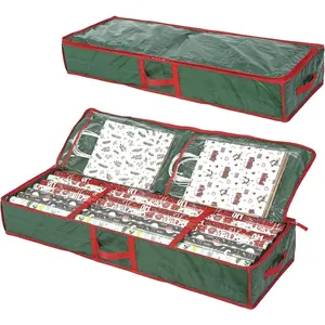 Underbed Gift Wrap Organizer,Gift Wrapping Paper Storage Container,Holds up to 20 Rolls,41W x 14D x 6H (Green)