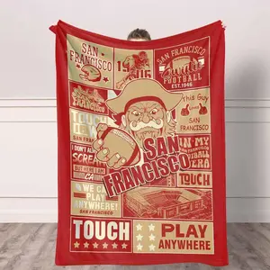 San Francisco City Football Flannel Blanket Print Soft Warm Cozy Lightweight Perfect for Game Day Living Room Bed Room Couch Sofa Travel Unique Gift Idea for Sports Fans