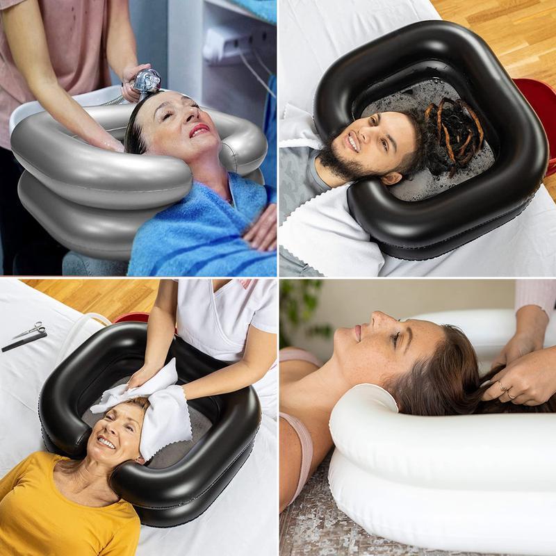 Double Layer Inflatable Hair Washing Basin, 1 Count Multifunctional Portable Hair Washing Basin with Neck Support Pillow And 40in Drainage Pipe, Home Supplies for Bathroom,Boyfriend Gifts，Bathroom Accessories