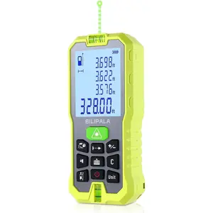 100M/328ft Green Laser Distance Measuring Tool ±2mm Accuracy with Backlit LCD, Measuring Distance Area Volume Pythagorean Mode for Indoor Outdoor Use