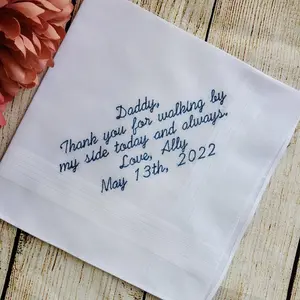 [CUSTOM IN DESCRIPTION] Embroidered Wedding Handkerchief For Father, Wedding Handkerchief for dad, wedding gift to dad, personalized wedd.ing handkerchief