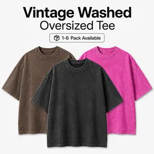 1-6 Pack Available Unisex Oversized Vintage Washed T Shirt Casual Design Streetwear Style Crewneck Short Sleeve Cotton Soft Breathable Comfortable Fit Acid Wash Baggy Fit Daily Wear Gym Workout Trendy Aesthetic Fashion Top