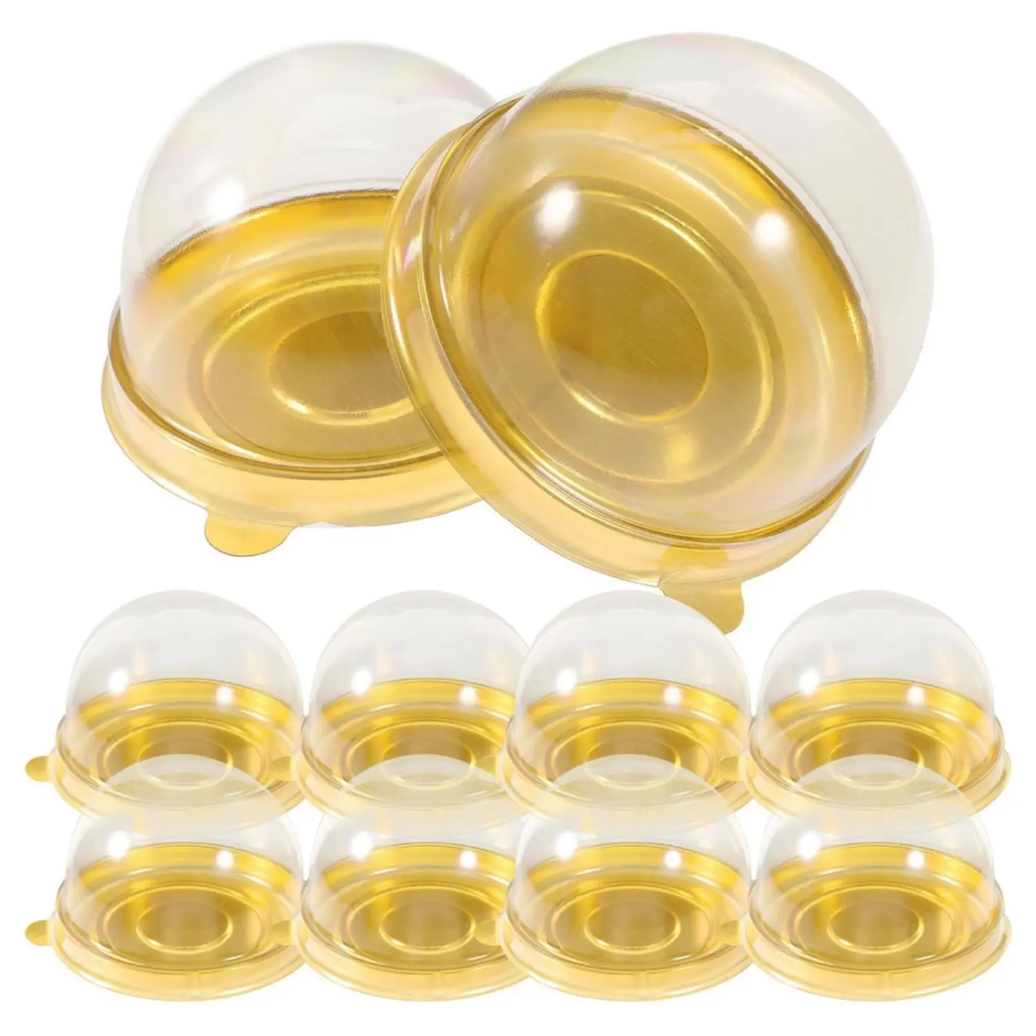 200 Pack Clear Plastic Mini Cake Box with Dome Lids, Mini Muffin Container Box Mooncake Dome Box Pastry Baking Packaging Boxes Wedding Birthday Gifts Supplies