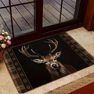 Rustic Deer Stag Area Rug Washable Decorative Mat for Entryway Living Room Bedroom Cabin Lodge Hunting Lover Home Decor