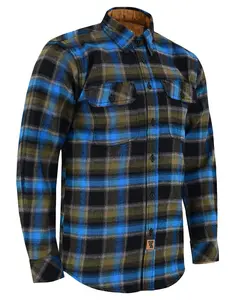 Plaid River Men's Long Sleeve Plaid Button Down Casual Flannel Shirt, Corduroy Cuffs